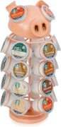Made Easy Kit Carousel Coffee Pod Holder, Compatible with Keurig K-Pods K-Cups, Countertop Rack Storage Organizer, Metal Home and Kitchen Decor, Capsule Café Station Bar (Small, Pink Pig)