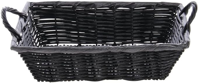 HUBERT Basket with Handles Black Wicker -8" L x 11" W x 3" H