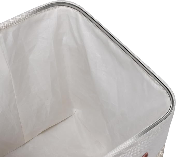 Fabric Storage Cubes 10.5”x10.5”x11” Cube Storage Bins for Closet Organizers and Storage Shelves Foldable Storage Bin with Handles, 6 Pack, Beige, PU Leather Handle