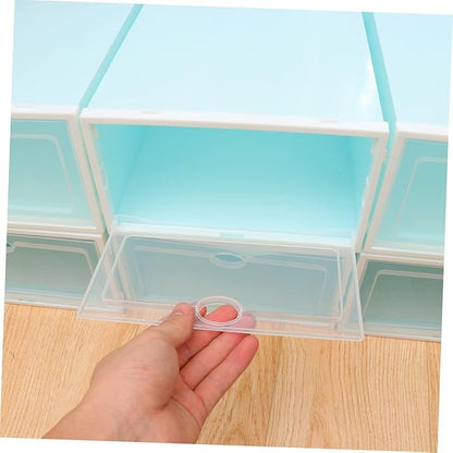 Alipis 6pcs Thicken Stackable Shoe Storage Box White Frame for Men Plastic Container for Organizing Sneakers and Footwear for Closets and Entryways