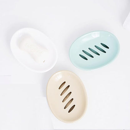 Soap Holder Storage Rack Plastic Dish 2-Pack With Drain Easy Cleaning Saver Dry Stop Mushy Tray for Shower Bathroom