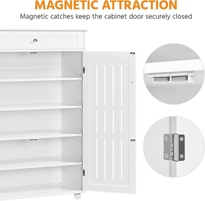 Topeakmart Shoe Storage Cabinet, 5 Tier Adjustable Shoes Organizer with Drawer, Freestanding Shoe Rack for Entryway, Foyer, Hallway