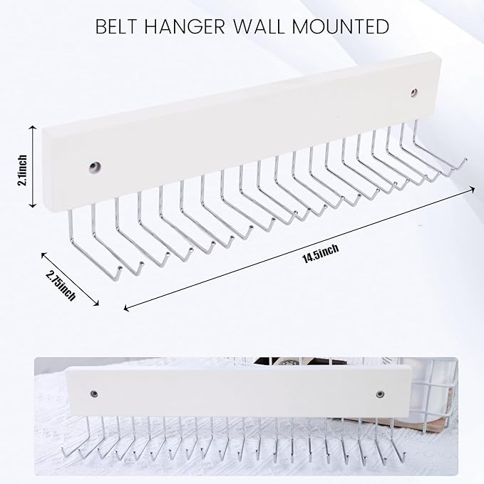Tie Rack Wall Mounted, 180 Degree Rotating Tie Hanger Belt Holder Organizer Max 20 Storage for Purse, Scarves, Tank Top, Hats, Medals