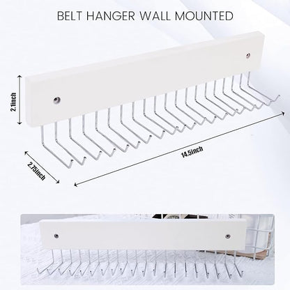 Tie Rack Wall Mounted, 180 Degree Rotating Tie Hanger Belt Holder Organizer Max 20 Storage for Purse, Scarves, Tank Top, Hats, Medals
