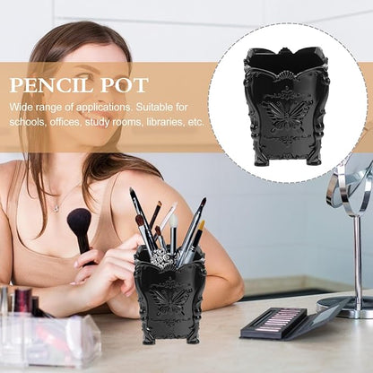 GALPADA Butterfly Decorated Makeup Brush Holder Acrylic Pot Cosmetic Brush Storage