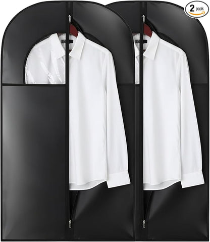 Kimmama Dress Bags for Gowns, Garment Bags for Hanging Clothes, Garment Protector Cover for Wedding Dress, Suit, Dance Costumes, Coat, PEVA, Black, 23.6" x 43.3"
