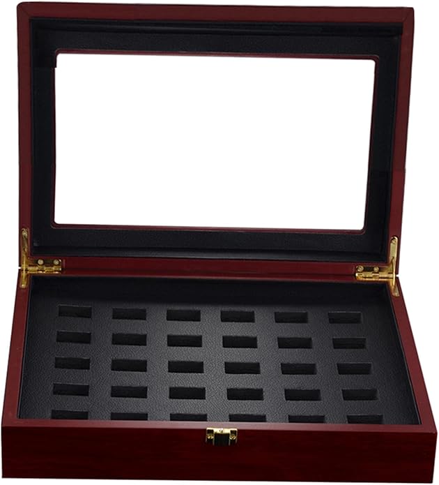Large Wooden Display Box Case for Championship Rings Storage 290x230x75mm - Your Rings from Scratches - Great for Sports Collectors and Wedding Bands