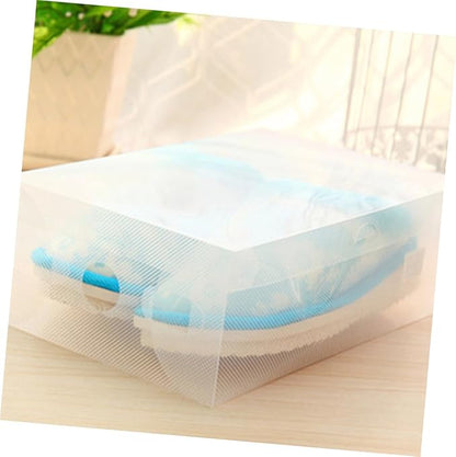 Healeved 6pcs Large Shoe Storage Boxes 33x20x12cm with Flip-top Lids White Plastic Shoe Organizer for Home Dustproof Closet Storage