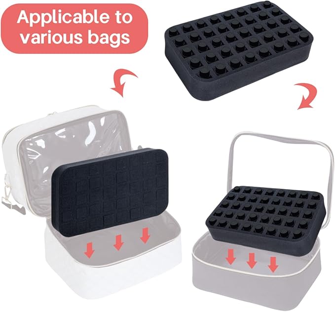 Essential oils Organizer Holder Foam Pad with Slots, Holds 40 bottles of 10ml、15ml Bottles, Removable Dividers，Black