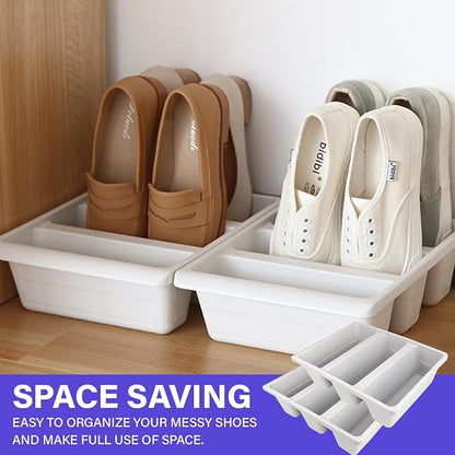 2Pcs Storage Shoe Tray Plastic Shoes Box Multifunctional Shoe Organizer Shelf Vertical Slipper Storage Tray Simple Shoe Rack for Entryway Living Room (Grey)