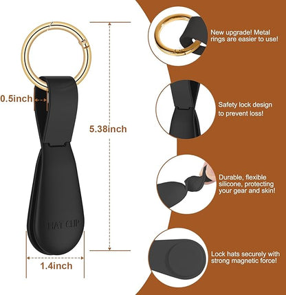 Fikoksol Magnetic Hat Clip for Travel on Bag, Silicone Hat Holder for Tote Beach Bag, Hand Free Strong Magnet Purse Hook Cowboy Hat Hanger Carrier for Travel Vacation Essentials Accessories