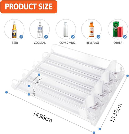 SOLY Drink Organizer for Fridge, Automatic Soda Can Dispenser with Pusher, 5-Row Refrigerator Drink Organizer Holds 25–30 Cans, 14.96" Deep