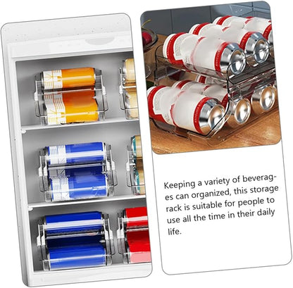DECHOUS Double Beverage Storage Box Drink Organizer for Fridge Soda Can Holder