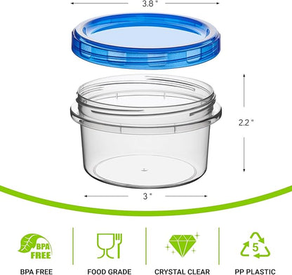 Soelomu 8 oz Freezer Storage Containers with Twist Top Lids, 10 Pack Reusable Meal Prep Containers Plastic Stackable Leakproof Food Storage Containers for Soup, Sauce, Salad, Leftover, Oats
