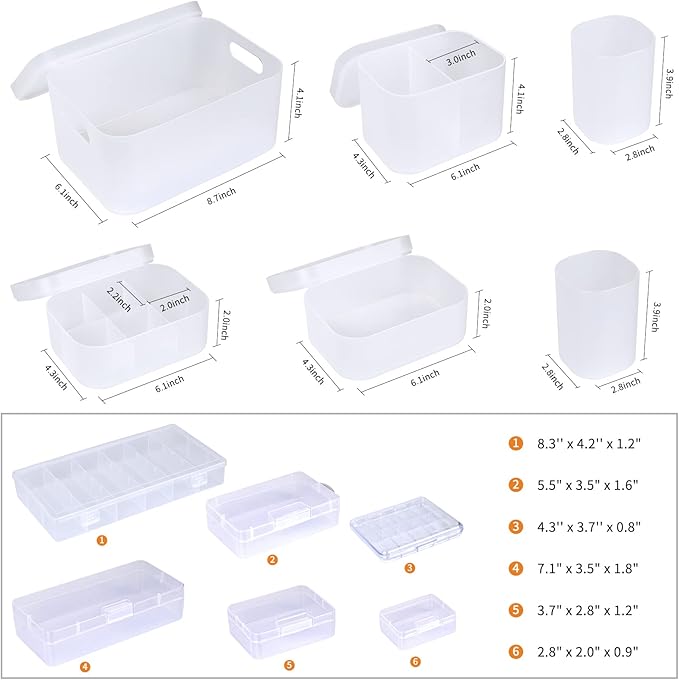 OCHEAL Makeup Organizer Case,Stackable Clear Makeup Organizer Holder, Multi-size Makeup Case Vanity Storage Holder Set for Makeup, Jewelry, toiletries,Makeup Artist Must Have