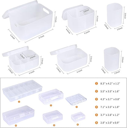 OCHEAL Makeup Organizer Case,Stackable Clear Makeup Organizer Holder, Multi-size Makeup Case Vanity Storage Holder Set for Makeup, Jewelry, toiletries,Makeup Artist Must Have