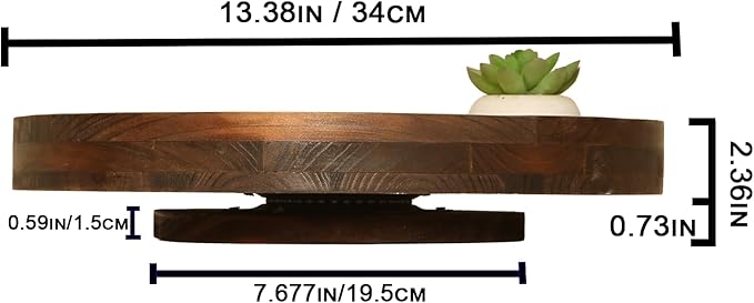 13.38 Inch Round Wood Lazy Susan Turntable Tray, Classic Style, Durable and Organizer for Cabinet Pantry Coffee Table Tray Brown