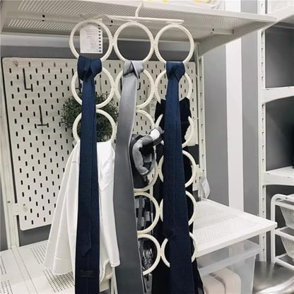 18 Circles Scarf Hanger for Multiple Scarves,Hijab Hangers for Closet for Scarves, Belt Organizer for Closet,Towels,Hijab and Tie, Foldable Hanger (1, White)