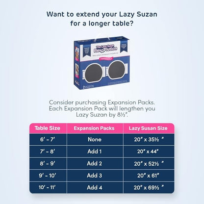 The Lazy Susan Revolution - Full Set - Dark Gray - The First Patented Lazy Susan Turntable Expandable for Rectangular & Oblong Tables - Kitchen & Dining Tables - Great Gift! Parties & Gatherings.