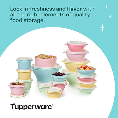 Tupperware Heritage Collection 36 Piece Food Storage Container Set in Vintage Colors- Dishwasher Safe & BPA Free - (18 containers + 18 lids)