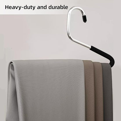 Heavy-Duty Pants Hangers Non-Slip, Foam Open Ended Slacks Pants Hangers for Men and Women, Space Saving Metal Trousers Hangers for Closet, Skirt and Jean Hangers, Black (10)
