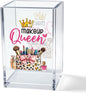 Makeup Queen Acrylic Makeup Brush Organizer Holder, Makeup Queen Desk Acrylic Brushes Storage, Christmas Birthday Gifts for Women Mom Sister Colleague Boss Lady Make Up Artist
