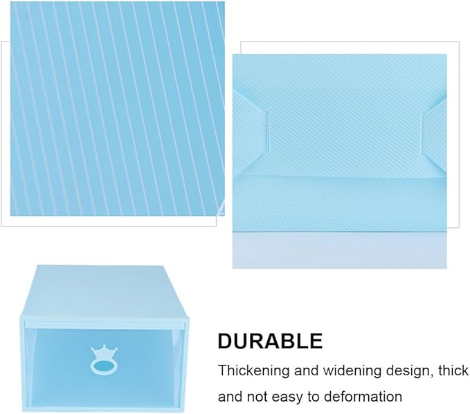 Luxshiny Style Shoes Container Blue Storage Box Window Easy Access Shoe Organizer for Storage