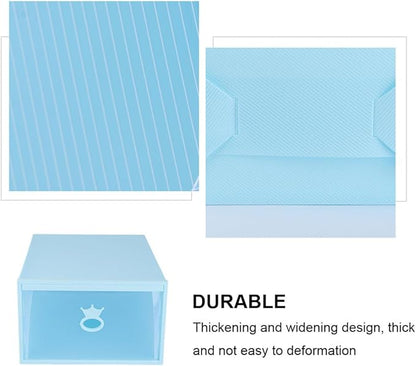Luxshiny Style Shoes Container Blue Storage Box Window Easy Access Shoe Organizer for Storage