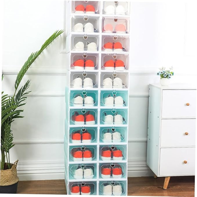 Large Capacity Plastic Shoe Storage Box with Flip Lid Drawer Design, Thickened Organizer for Women’s Shoes, 6pcs Set for Closet and Home Storage