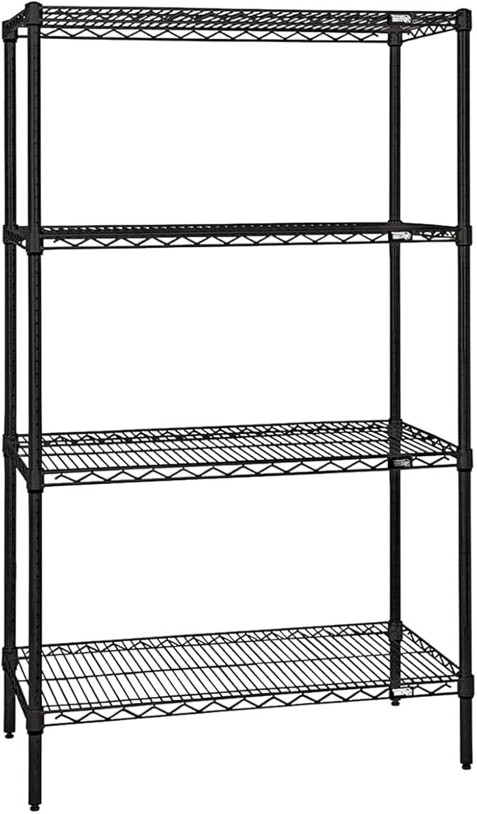 Quantum Storage Systems WR54-2472BK-5 Starter Kit Wire Shelves Black Epoxy 5 Shelves 54" H x 72" W x 24" D