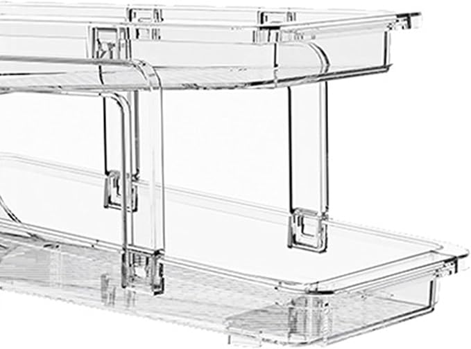 1 Pack Soda Can Organizer for Fridge, 2-Layer Drink Dispenser for Home Refrigerator, Adjustable Width Beverage Can Holder Drink Organizer for Pantry, Cabinet, Countertop Clear