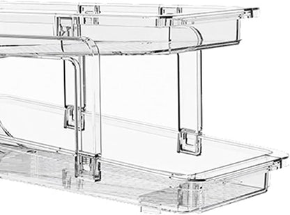 1 Pack Soda Can Organizer for Fridge, 2-Layer Drink Dispenser for Home Refrigerator, Adjustable Width Beverage Can Holder Drink Organizer for Pantry, Cabinet, Countertop Clear