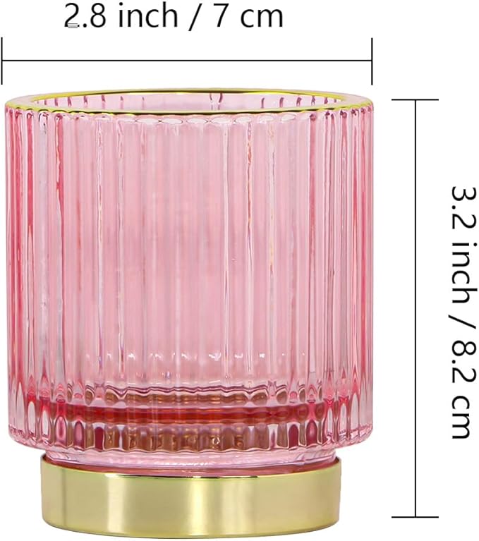 Vintage Makeup Brush Holder Organizer,Dresser Glass Brushes Holder,Vanity Cosmetic Brush Holder,Desktop Crystal Eyeliners Eyebrow Pencil Storage Cup Holder for Countertop (Small Pink)