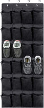 Shoe Rack for Closet Front Door Entrance Entryway Cabinet Hanging Organizer,Shoe Organizers Over The Door Bedroom Bathroom Space Saving Portable Clear 28 Pocket Mesh Breathable Hanger(Black)