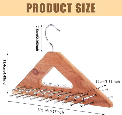 Leinuosen 2 Pack Cedar Tie Organizer Wooden Neck Tie Hook Organizer Storage up to 40 Ties Convenient Storage for Neckties, Belts, Hats
