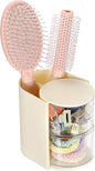 Rotating Hair Accessories Organizer with Comb Holder Cosmetic Storage Case for Makeup Sponge Plastic Desktop Organizer, 2-Layer Yellow