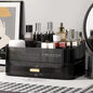 Makeup Organizer with Stackable Drawers, Bathroom Vanity Organizers and Storage, Ideal for Desk and Dresser Countertops, Great for Cosmetics, skincare, Lipsticks, Nail Care -Black