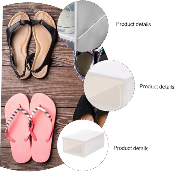 Abaodam Large Capacity Shoe Storage Boxes with Flip-top Lids, Thick Plastic Organizer for Home Closet, 6pcs Pearl White Stackable Shoe Organizers for Sneakers and Boots
