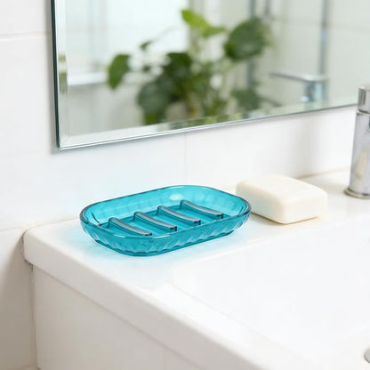 2 Pack Soap Dish Holder for Bar Soap, Bathroom Soap Dishes Bar Soap Holder Tray, Soap Dishes for Shower Bathroom, Kitchen Sink Soap Dish, Blue