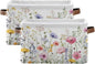 YETTASBIN Herbal Wildflowers Storage Basket 2pc, Large Collapsible Toys Clothes Organizer, Durable Canvas Storage Bin with Handle for Shelves Closet Laundry Home Office Decor