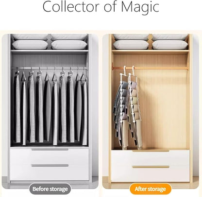 5-Tier Hanging Pants Rack, Pants Rack, 2 Pack Space Saving Closet Organizer for Multiple Pants, Slacks, Jeans, Towels, Scarves - Heavy Duty Storage Holder for Closet, Bedroom, Dorm Room