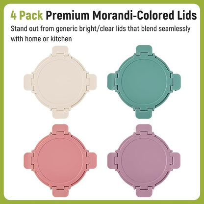[UPGRADED LID] 6 Sets 3 Cup/24oz Borosilicate Glass Meal Prep Containers with Lids, Food Storage Bowl Jars for Soup Leftover Meal Lunch Oats Fruit Deli Salads - Microwave, Oven, Freezer Safe -BPA Free
