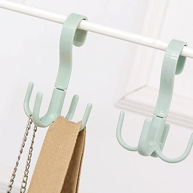 Belt Hanger, 360 Degree Swivel Belt Rack Belt Organizer with 4 Hanging Hooks Closet Accessories Organizer for Belt Tie Scarf Purse