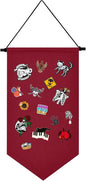 Wall Hanging Brooch Jewelry Storage Case Canvas Display Stand Enamel Pin Display Banner Holder Earrings Necklace Glitter Pin Collection Organizer (Christmas Red)