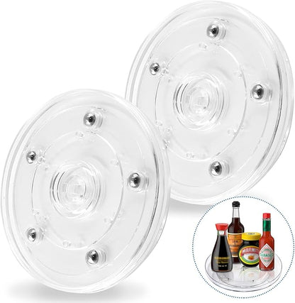 Bivethoi 2 Pack Mini Turntable Organizer, Clear Rotating Tray, Acrylic Ball Bearing Plate for Kitchen, Spice Rack, TV, Laptop, Monitor