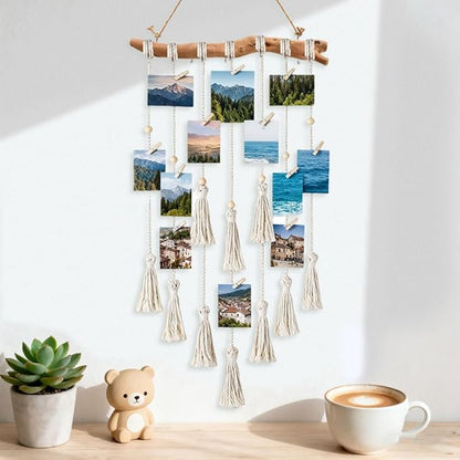 15Inch Driftwood Wall Hanging Jewelry Organizer - 2pcs Rustic Wood Tree-Shaped Wall Decor with 4/5 Hooks for Rustic, Boho & Farmhouse Home