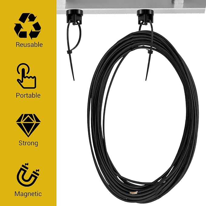24 PCS Magnetic Zip Tie Mounts, Magnetic Cables Clips Organize and Secure Cable Wires with Powerful Multipurpose Cable Ties Mount Base for Electrical Wire