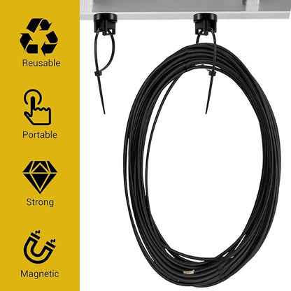 24 PCS Magnetic Zip Tie Mounts, Magnetic Cables Clips Organize and Secure Cable Wires with Powerful Multipurpose Cable Ties Mount Base for Electrical Wire