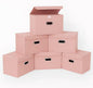 STOREONE Fabric Storage Cube Bins Foldable Organizer Container Collapsible Basket with Lids and Metal Handles, for Home, Bedroom, Closet 6 Pcs (multicolour-pink)