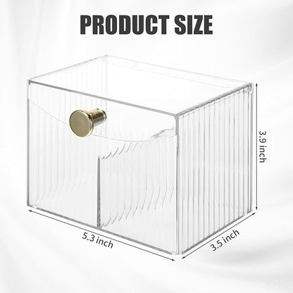 2-Grid Qtip Holder Dispenser,Transparent Cotton Ball Holder,Clear Bathroom Organizer with Lid Guest Bathroom Essentials for Cotton Swabs and Balls Container Cosmetics Storage for Vanity